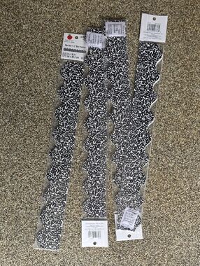 Black & White Composition Book Pattern Scalloped Border Trim (4 Pack) 12 Pc Each